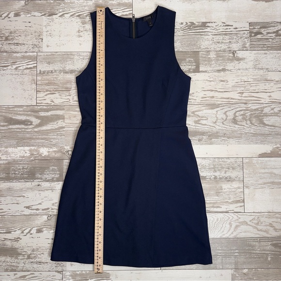 J.Crew Navy Sleeveless Textured A-Line Dress Size 6 – Exposed Zipper, Cotton - Picture 7 of 13